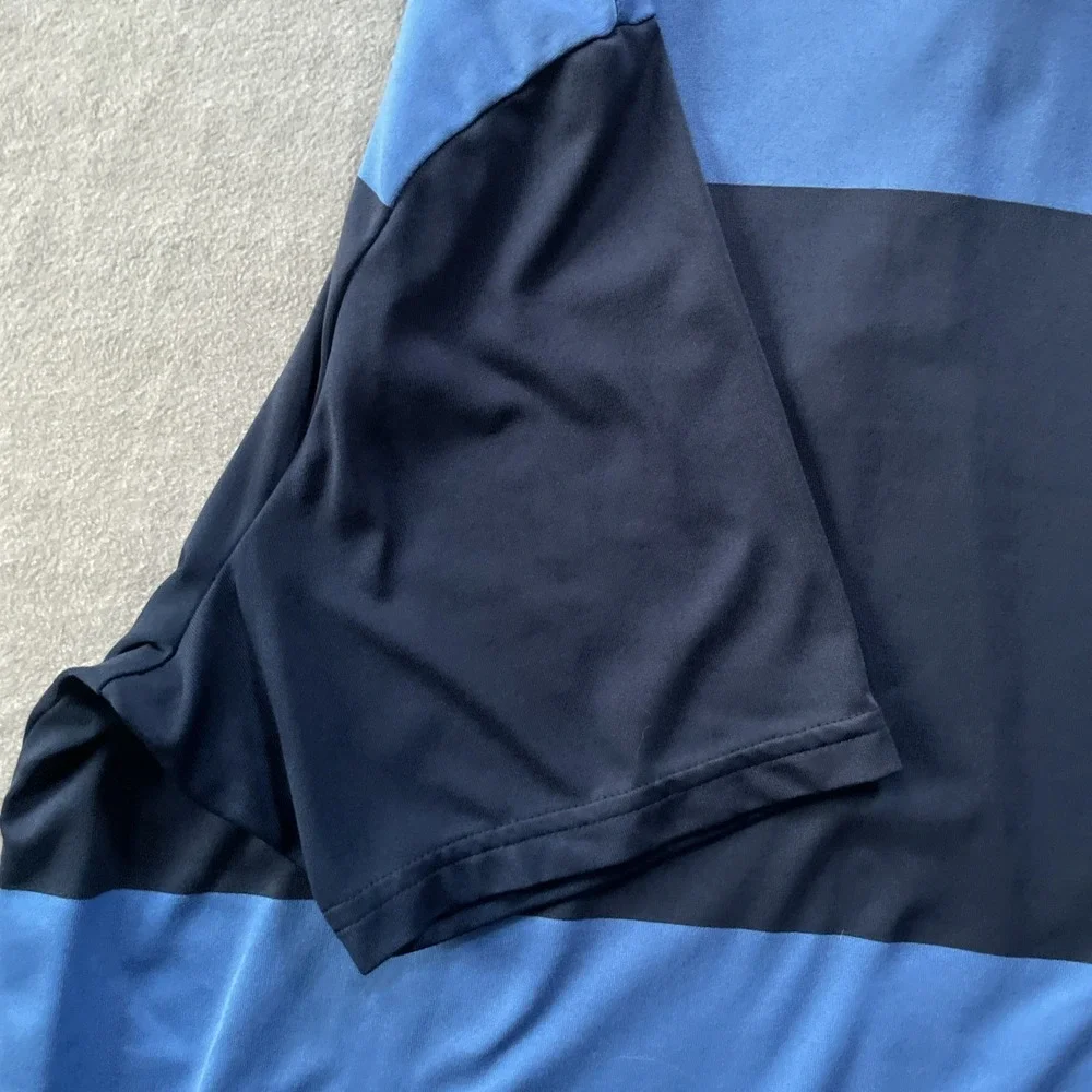 Under Armour Rugby Shirt Mens Medium The Playoff Polo Golf Blue Stripe Blokecore